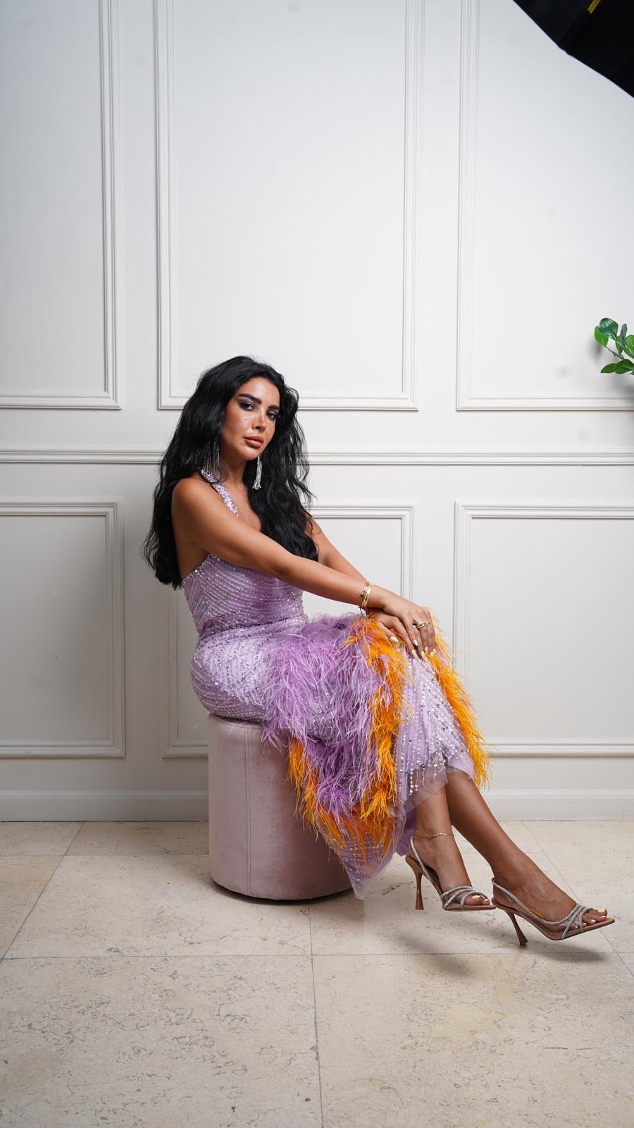 Luxury Feathers Lilac Evening Dresses 2024 Elegant Halter Mermaid Women Wedding Party Prom Gowns