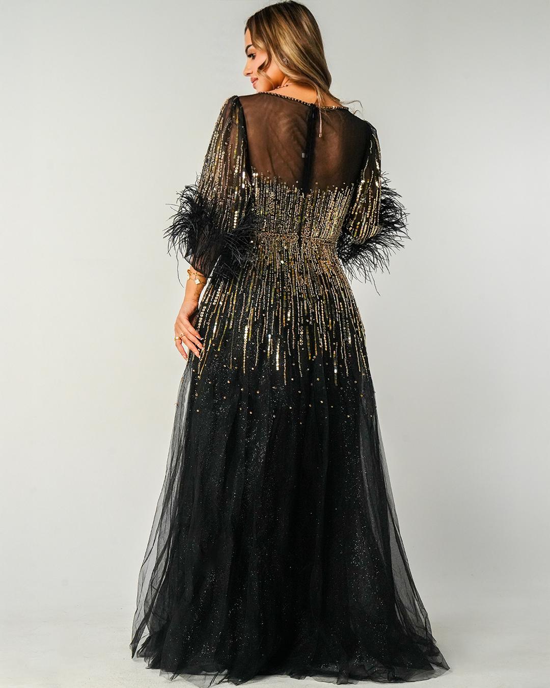 Black Evening Dresses for Women Elegant Fuchsia Half Sleeve Wedding Party Dress