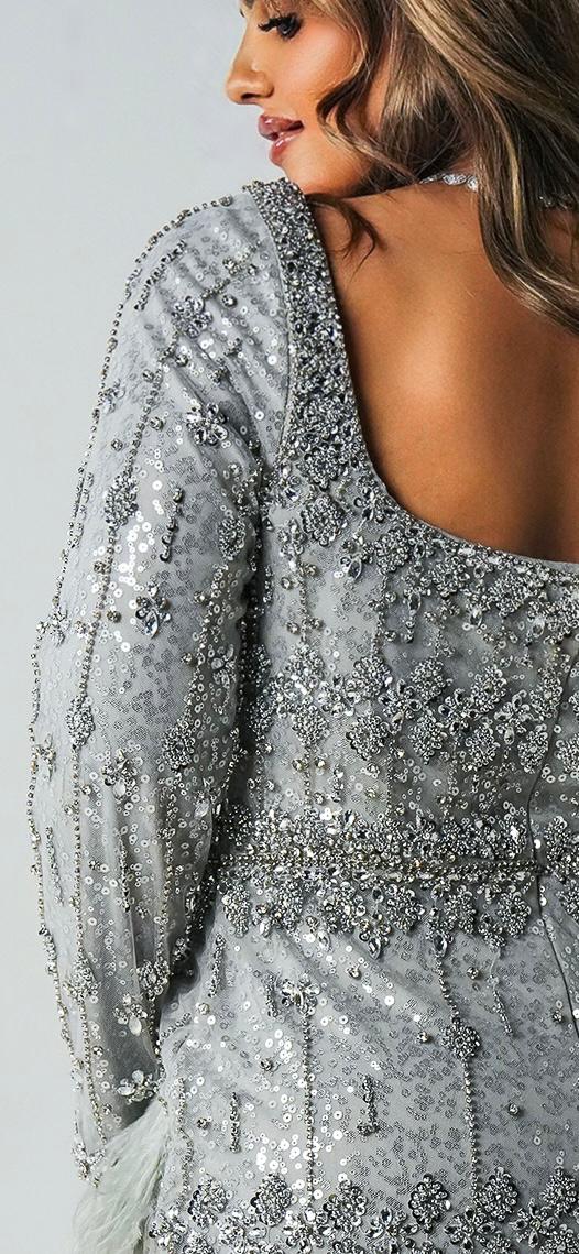 Gray Mermaid Evening Dress with Cape Luxury Feather Formal Dresses for Women Wedding Party