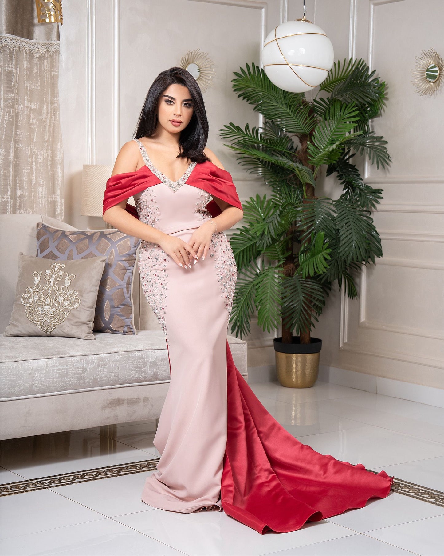 Pink Burgundy Mermaid Evening Dresses with Cape Engagement Dresses for Women Wedding Party