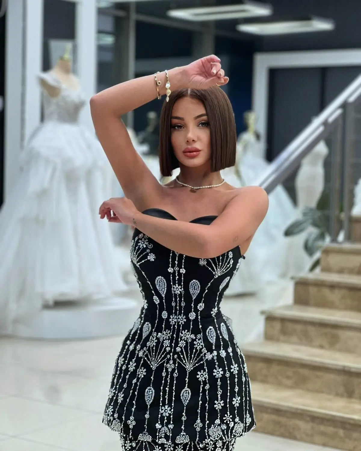 Black Two Pieces Evening Dress 2025 Elegant Sweetheart Long Arabic Women Wedding Party