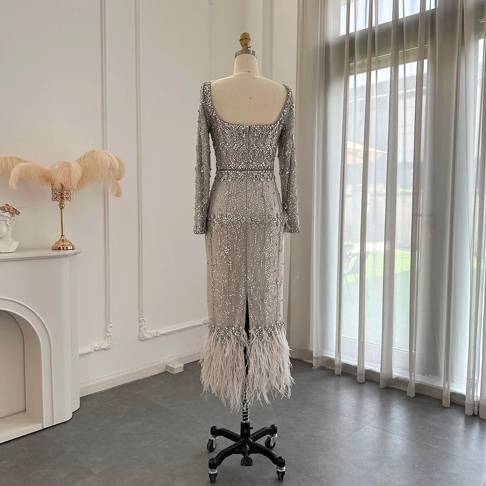 Gray Mermaid Dresses Lilac Sage Cape Arabic Women Wedding Party