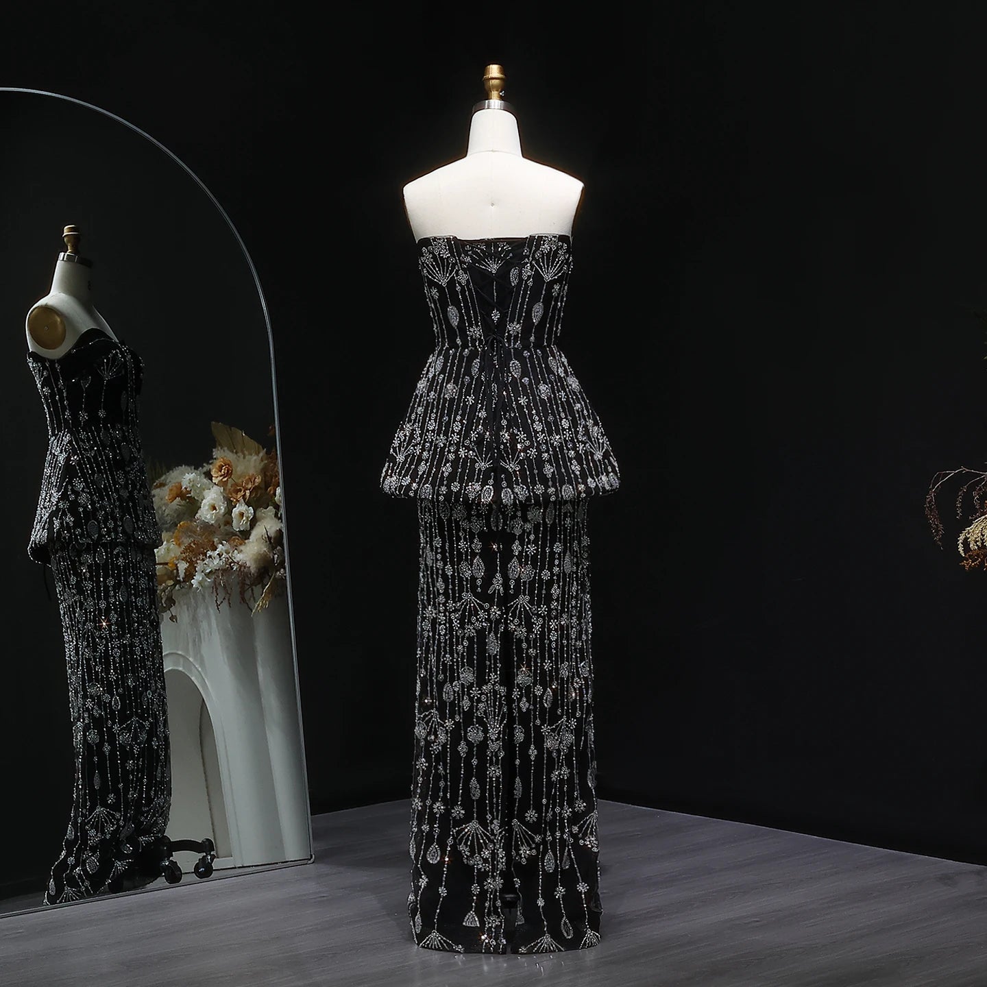 Black Two Pieces Evening Dress 2025 Elegant Sweetheart Long Arabic Women Wedding Party