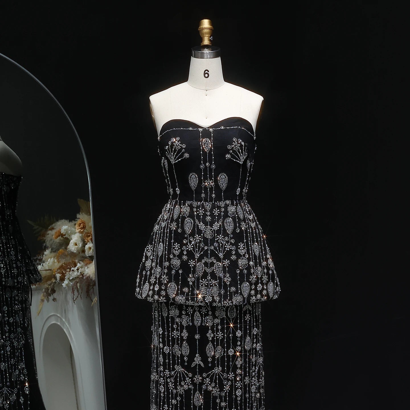 Black Two Pieces Evening Dress 2025 Elegant Sweetheart Long Arabic Women Wedding Party