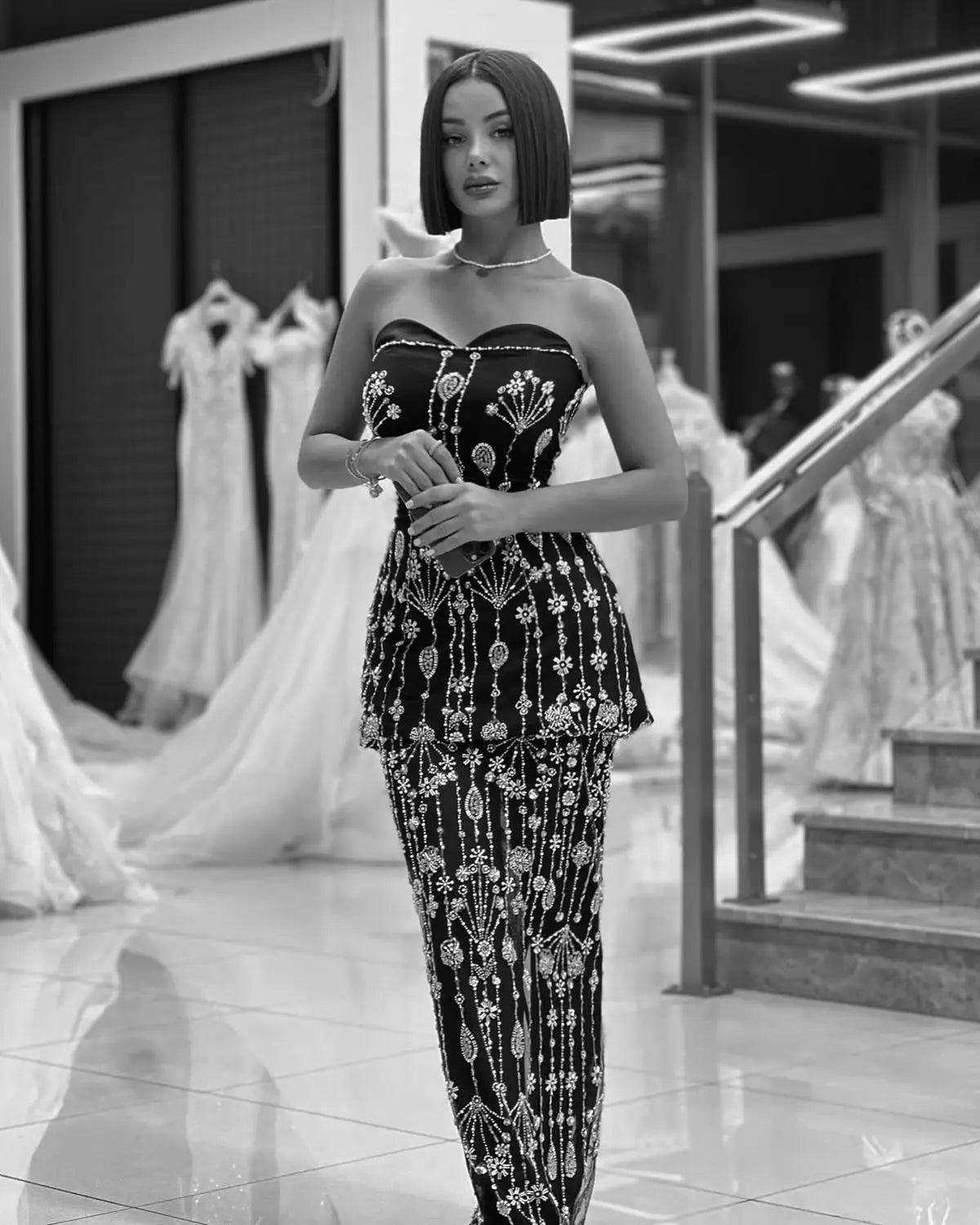 Black Two Pieces Evening Dress 2025 Elegant Sweetheart Long Arabic Women Wedding Party