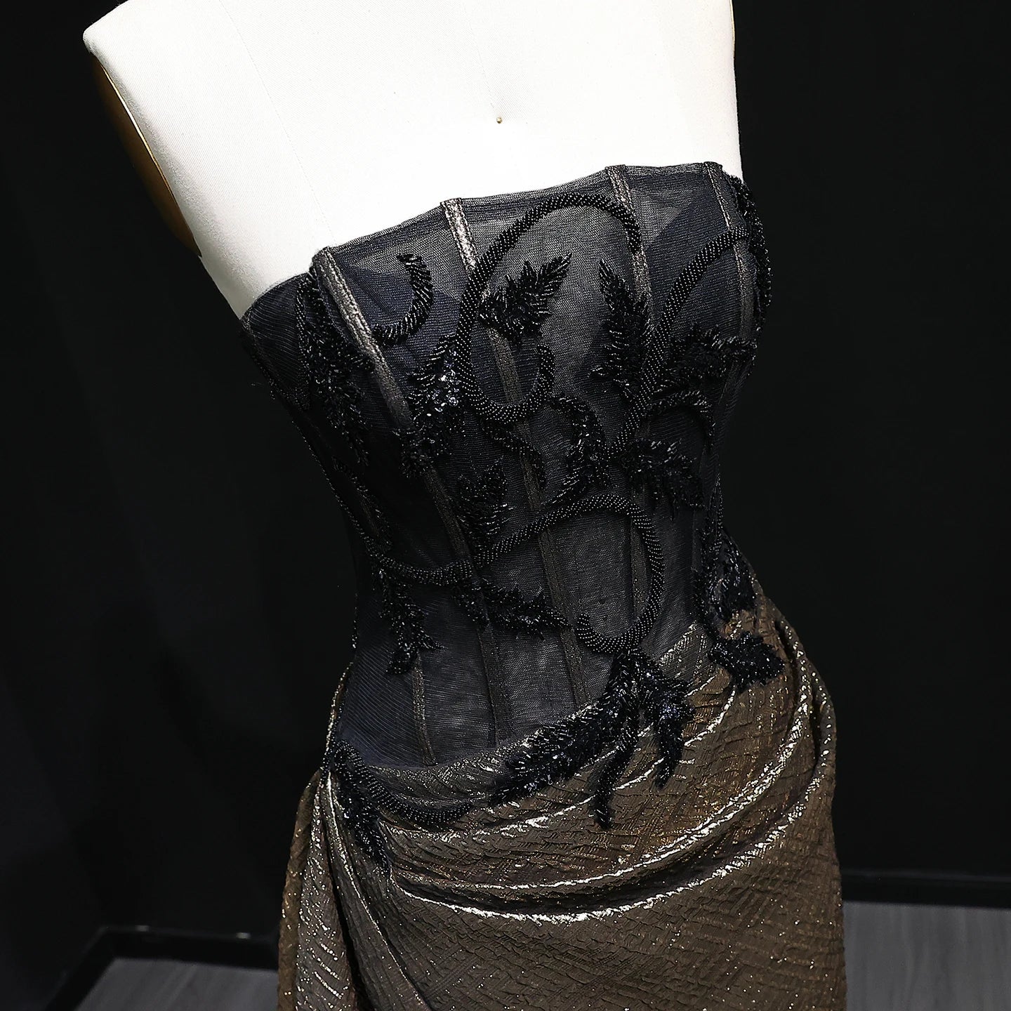 Luxury Long Sequins Evening Dress Strapless Draped High Low Elegant Party Prom Dresses For Women