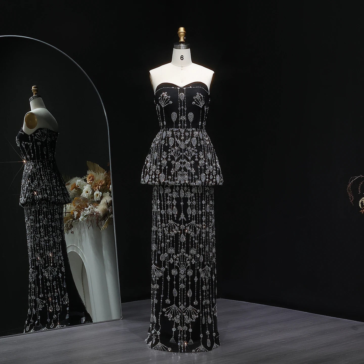 Black Two Pieces Evening Dress 2025 Elegant Sweetheart Long Arabic Women Wedding Party