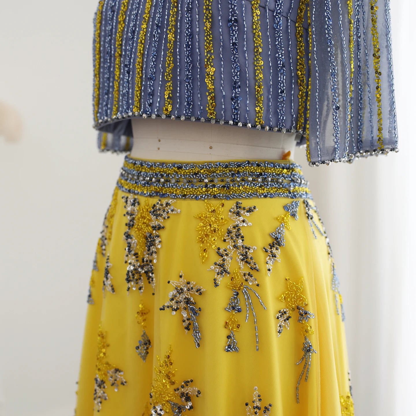 Blue Yellow 2 Pieces Evening Dresses for Women Wedding Party Elegant L lumara store Blue Yellow 2 Pieces Evening Dresses for Women Wedding Party Elegant L lumara store