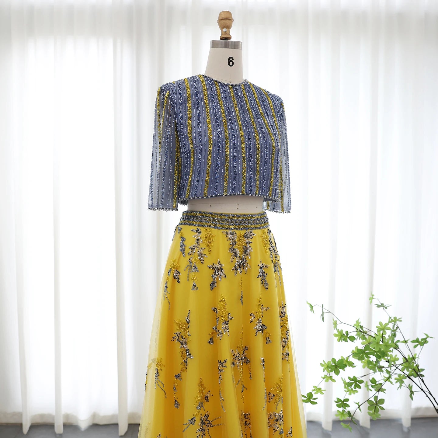 Blue Yellow 2 Pieces Evening Dresses for Women Wedding Party Elegant L – lumara store
