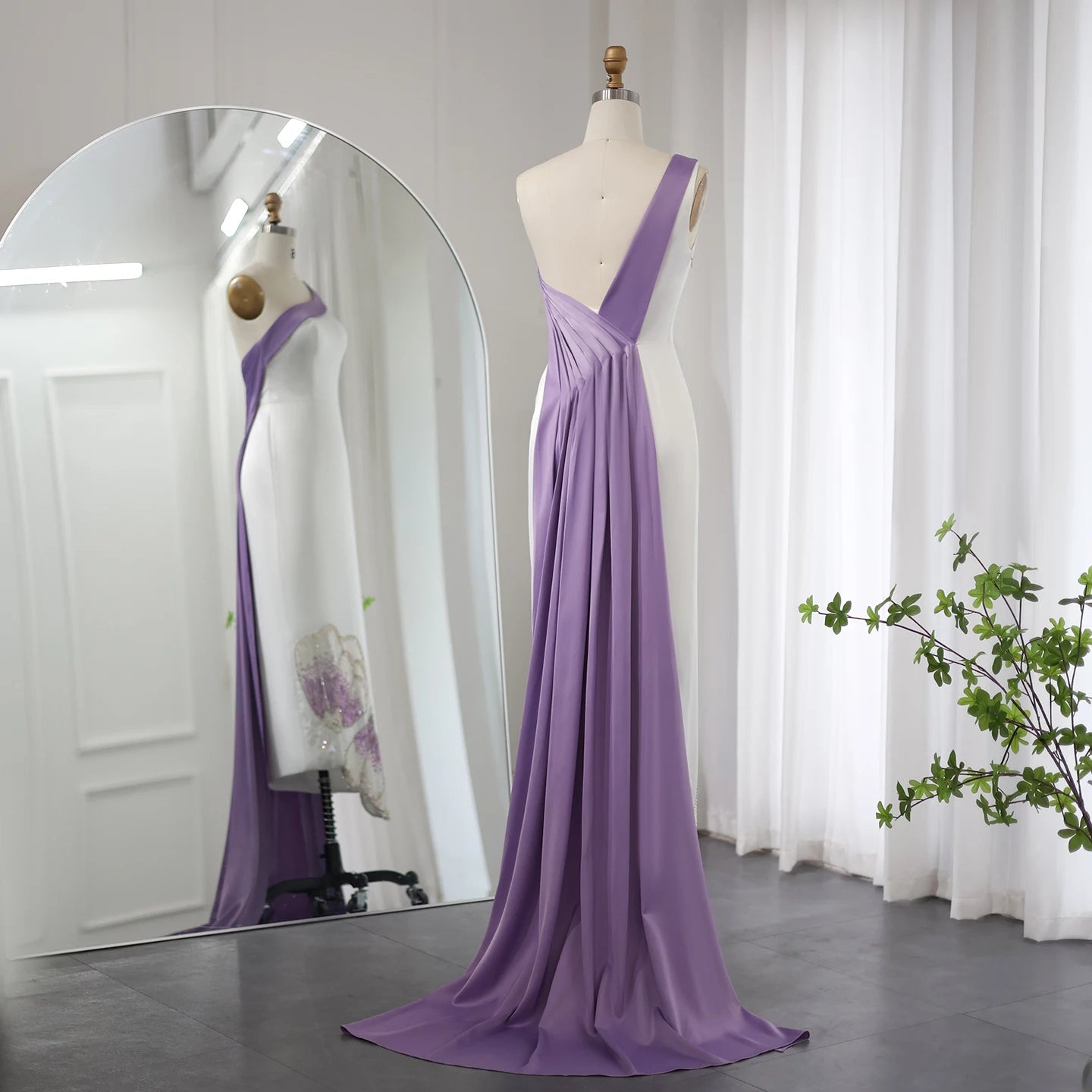 White Lilac Butterfly Luxury Evening Dresses for Women Wedding One Shoulder Midi Formal Party Dress