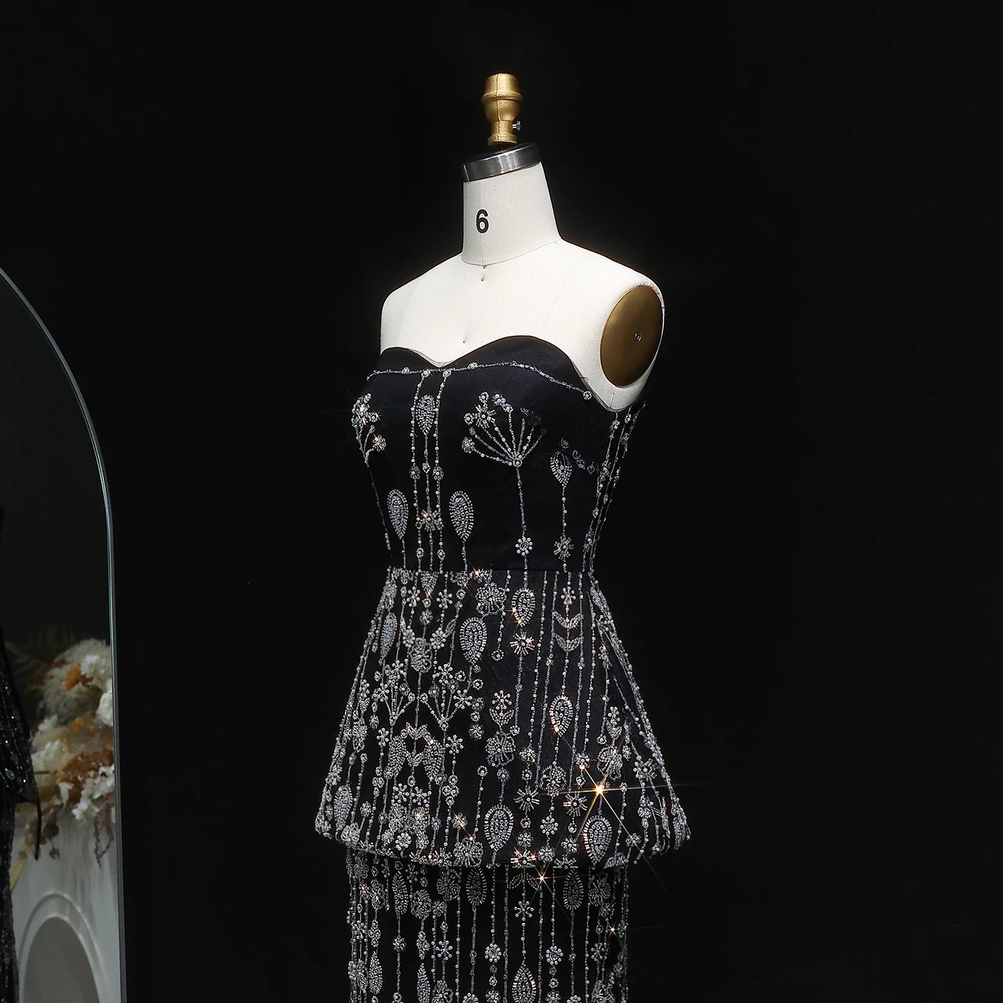 Black Two Pieces Evening Dress 2025 Elegant Sweetheart Long Arabic Women Wedding Party