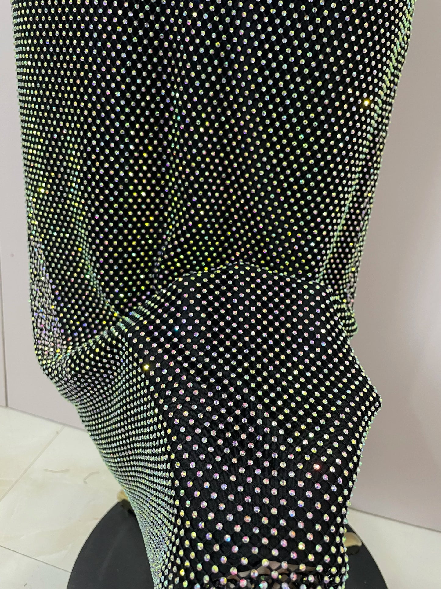 Luxury Birthday Gown High Quality Black Design Sleeveless Diamonds Top And Hot Diamond Skirt Suit Evening Party Dress