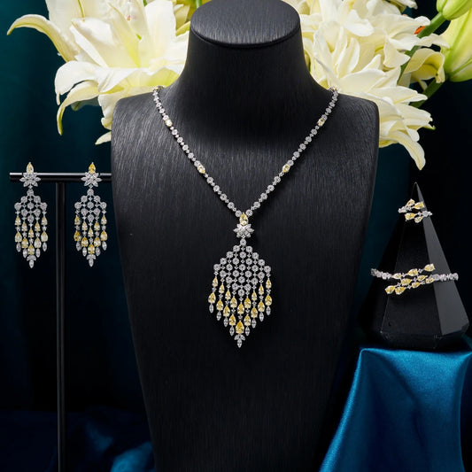 TIRIM 4Pcs Woman Necklace Sets Cubic Zirconia Jewelry Set for